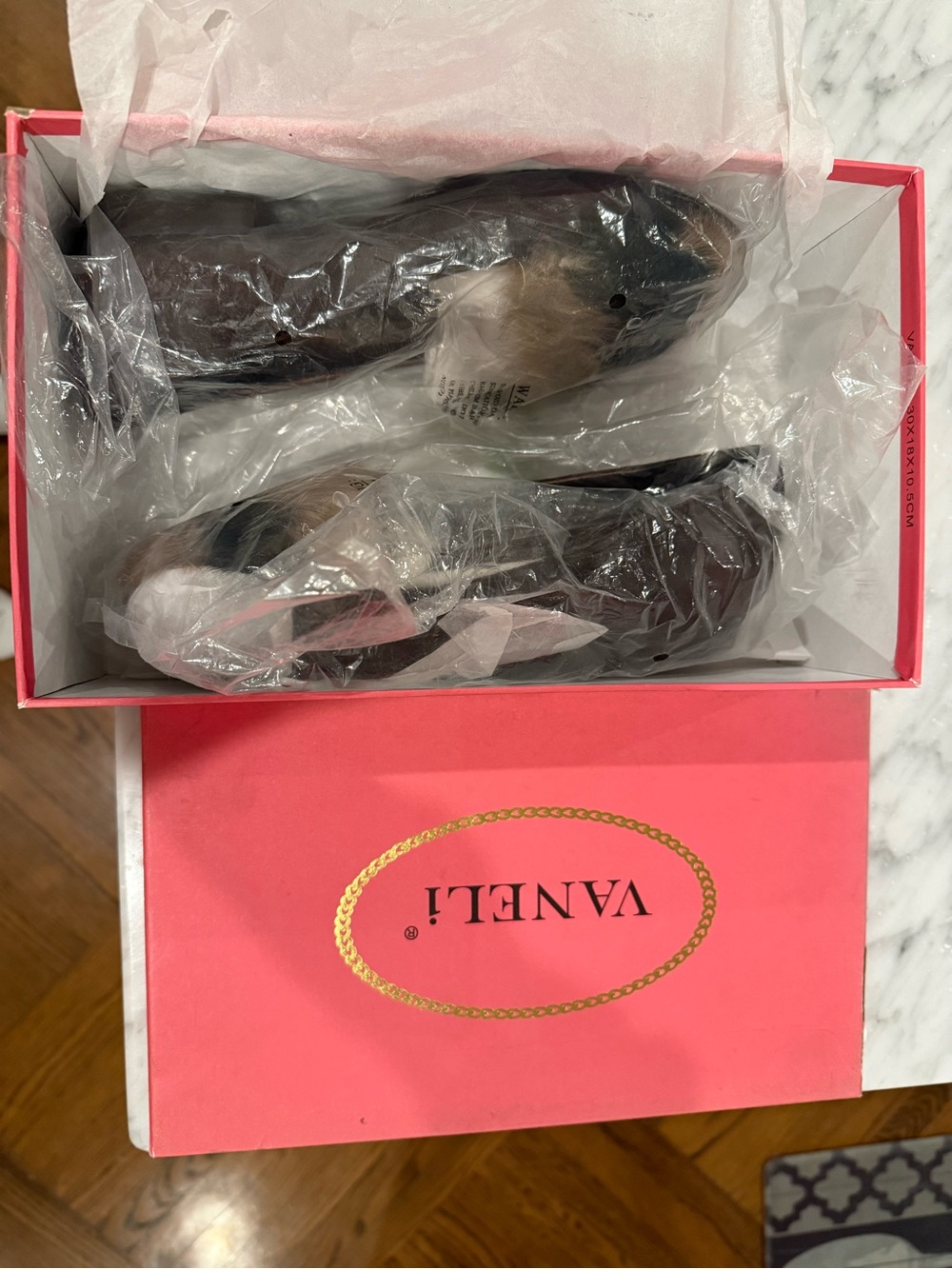 Vaneli Dark Brown Suede Flats with Tan Fur Accent NWT - Picture 4 of 7
